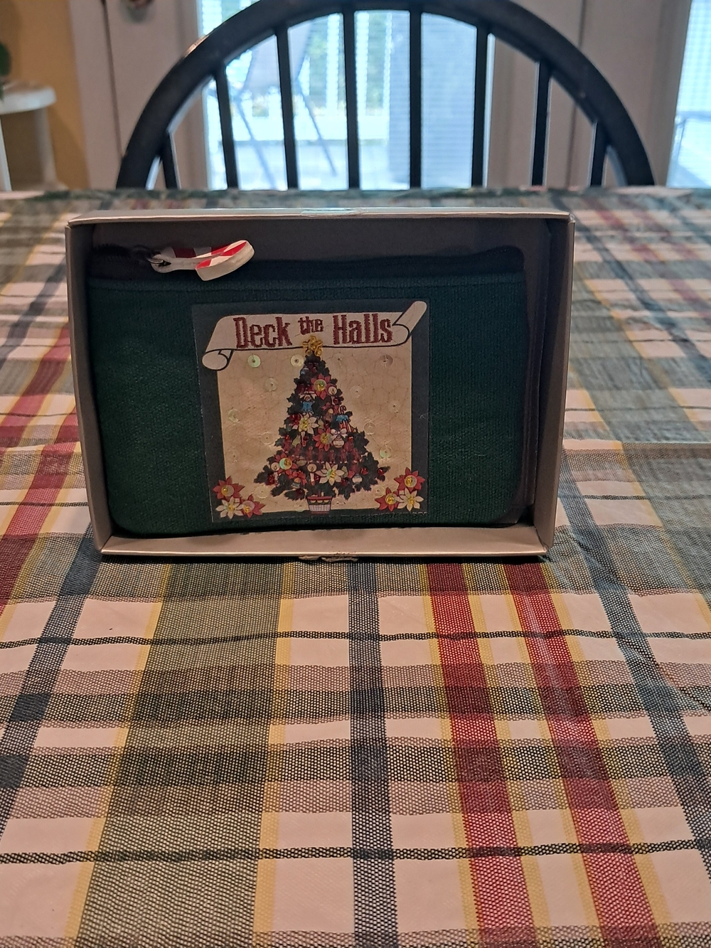 ROLFS Green 'Deck the‎ Halls' Holiday Coin Purse Keychain Card Organizer